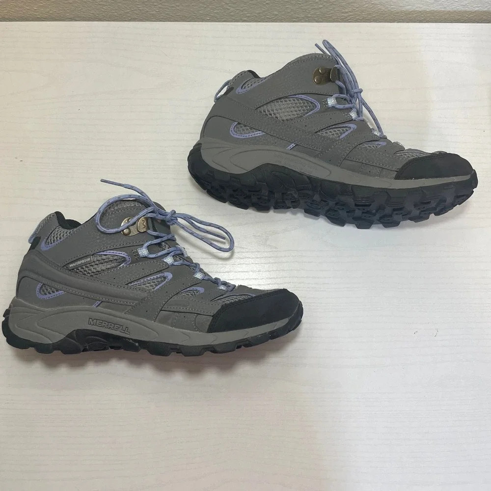 Merrell Moab 2 Mid Waterproof Hiking Boots Women's Size 5.5M Gray‎ Purple - Picture 7 of 8